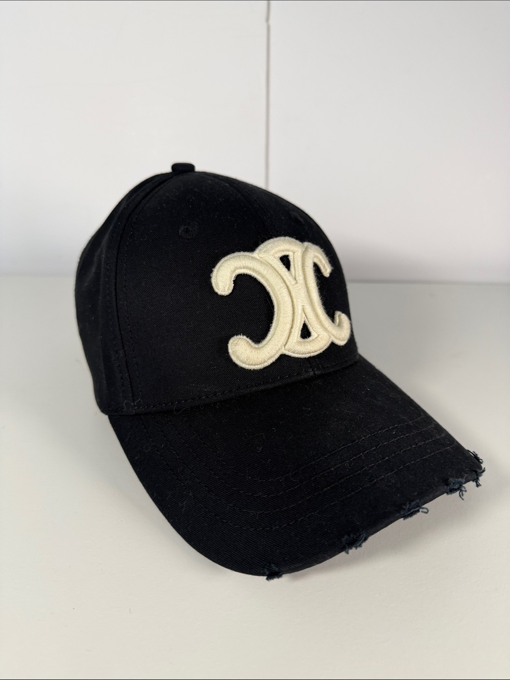 Black Baseball Cap with Cream Interlocking Logo - Women Accessories